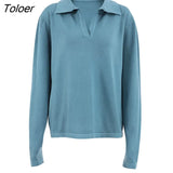 Vintage Brown Winter Sweater Lapel Long Sleeve All-Match Elegant Sweaters Women Korean Fashion Elegant Office 2022