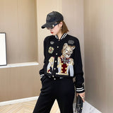two piece set top and pants womens outifits Embroidery Sportswear coats Casual fall Comfortable Activitywear fall