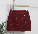 New Scaro Squint Red Skirt High Waist Thin A Word Backbage Anti-Walking Short Skirt