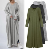 Women Spring Simple Casual Knitted Long Sleeve Sexy V-neck Large Hem Streetwear Loose Vestido De Mujer Maxi Long
