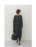 Vintage Warm Autumn Sweater Women Dress Winter Long Sweater Knitted Dresses loose Maxi Oversize Dresses Long Robe