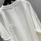 Hole Sweatshirts For Women O Neck Long Sleeve Loose Oversized Asymmetric Designer Pullovers Female 2023 Autumn