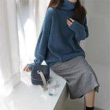 and Winter Turtleneck Elegant Long Sweater Women Loose Pulls Long Sleeve Tops Knitted Pullover Soft Warm Sweaters