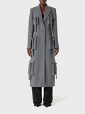 Toloer 2024 New Fashion Temperament Multi-Pocket Decoration Design Sense Long Suit Jacket Show Thin Suit Jacket-Outfit