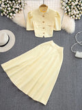 Products For Women's Fashion Sets Stand-Neck Single Buckle Short Top Two Sets Of High-Rise Skirt