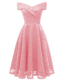 New Vintage Lace Evening Party Dress Women Slash Neck Sleeveless Midi Dress Ladies Elegant Pink Dresses Vestido De