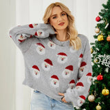 Autumer Winter Christmas Knit Pullover Women Sweater Korean Cartoon Crew Neck Long Sleeve Casual Loose Soft Warm