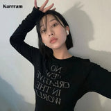 Jennie Same Tops Korean Fashion Letter Print T-shirt Kpop Designer Clothes Grunge Crop Tops Y2k Vintage Streetwear