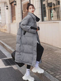 2022 Winter Long Jacket Warm Sonw Coat Women Plaid Puffer Jacket Cotton Padded Parkas Thick Loose Female Windproof