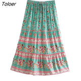 2023 Summer Skirt Women Paisley Floral Print Skirts Casual Vintage A-Line Beach Skirt saia Jupe Femme faldas Midi