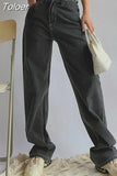 2023 Woman High Waist Jeans Retro White Black Jeans Trousers Straight Overalls Pants Long Loose Wide Leg Jeans for