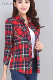 2023 New Vintage Plaid Blouses Shirt Cage Female Long Sleeve Casual Slim Women Big Size Shirt Office Lady Tops