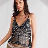 Women's New Sexy Butterfly Print Blouse V-Neckless Small