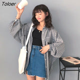 Women Spring Long Sleeve Plaid Loose 2XL Students All-match Street Wear Korean Style Leisure Blouses Womens Tops Chic