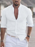 New Men's Summer Shirt Beach Shirts Long Sleeves Solid Hawaiian Holiday