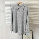 Women's Dress French Elegant Hot Diamond Diamond Diamond Linge Casual Thin Long-Sleeved Collar Shirt