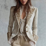 Women's Coat Suit Long Sleeve Collar Digital Print Top Small