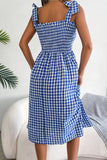 Tie Shoulder Frill Trim Midi