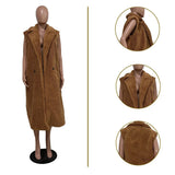 Toloer New Women's Casual Pure Color Plush Sleeveless Long Cardigan Jacket-Outfit
