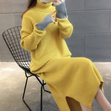 Autumn Winter Loose Long Thick Sweater Dress Women's Long Sleeve Straight Dress Women's Warm Long Knit Women's