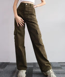Street Style Straight Leg Cargo Pants-Outfit