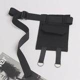Black Pocket Metal Buckle Split Joint Long Wide Belt Personality Women New Fashion Tide All-match Spring 2022