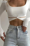 Sleeve U Neck Crop Top Women Sexy Y2K Female Slim Tight Tee Casual Summer Tee Clothes Streetwear Brown women