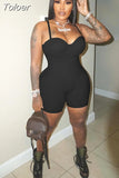 Strapless Sleeveless One Piece Overalls Summer Woman Spaghetti Strap Body-shaping Playsuits Moto Biker Bodycon