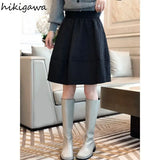 Korean Women Shirts 2023 Ropa Mujer High Waist A-line Slim Fit Jupe Temperament Jupe Casual Vintage Black Skirt