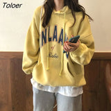 Hat Hoodies Women Print Vintage Loose Front Pockets Aesthetic Winter Thicker Warm Outerwear Hooded Pullover Korean