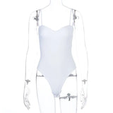 Strap Bodysuit for Women Bodycon White Black Women's Sexy Body Push Up Sleeveless Top Summer Jumpsuit Female