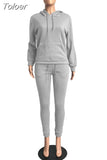 Women's Sporty Tracksuit Autumn Winter Plush Warm Hooded Long Sleeve Hoodie and High Waist Sweatpant Matching Outfit 2 Piece