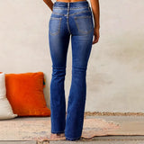 2025 New Retro Elastic Jeans Women's Water Wash Trousers