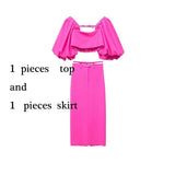 2022 Solid Short Top Women Short Puff Sleeve Blouse Female Streetwear Sexy Woman Top Y2k Fashion Square Neck Summer