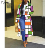 Plaid Windbreaker Women Trench Turn Down Collar Casual New Extra Long Coat Full Sleeve Jacket Outwear Fashion Size