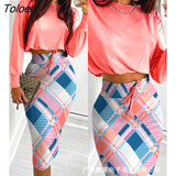 Women's printed skirt and long skirt set summer short skirt long sleeve women's top printed casual set sweet and elegant