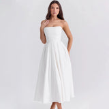 Tube Pleated Midi Dress-Outfit
