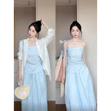 Temperament Lazy Style A Set Of Thin Shirt Folds Design Smear Tsets Women's Boobs Half-Dress Women's