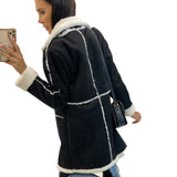 Toloer And Winter 2023 New Solid Color Thickened Lamb Wool Patchwork Coat