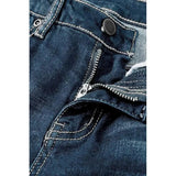Waist Flared Jeans Women Button Casual Straight Leg Pants New 2023 Summer Pocket Hole Female Loose Office Lady Slim