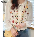 Women O-Neck Hollow Out Print Simple All-match Casual Fashion College Korean Style Ulzzang New Tops Hot Selling