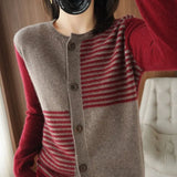 100% Cashmere Round neck sweaters Autumn/Winter 2022 Women's Collar Cardigan Casual Knit Tops Korean Plus Size Female