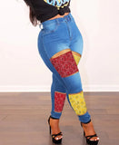 Print Patch Ripped High Waist Tight
