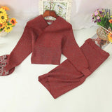 Varey Lin Women Sexy V-neck Knitted Skirt Suits Autumn Winter Batwing Sleeve 2 Pieces Elegant Office Lady Knitting Suit