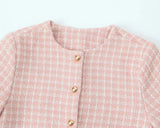 Pink Plaid Tweed Jacket And Shorts Set-Outfit