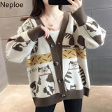 Fall 2023 Women's Sweater Clothing Fashion Cat Animal Cardigan Woman Oversized Tops Korean Knit Sweaters Coat Pull