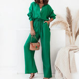 Women's New Trendy Loose Shirt Broad-Legged Fashion Suit Women's Two