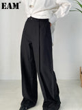 High Waist Black Brief Pleated Long Wide Leg Pants New Loose Fit Trousers Women Fashion Tide Spring Autumn 2023