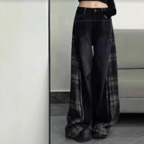 Mm Dopamine Wearing Gradient Love Straps With Ripped Jeans Women's Large Size Loose Thin Broad Leg