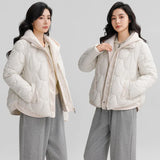 Cotton Jacket Women's Fake Two Short Hooded Winter Cotton-Padded Jacket 2024 New Loose Small Down Padded Coat Tide-Outfit